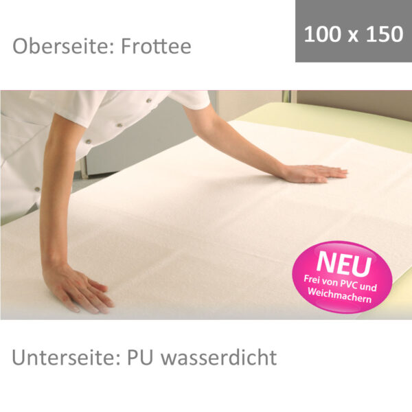 (AV) Wewa Flor 100x150, Frottee Bettschutzauflage, Matratzenschutz mit PU Unterseite, bei Inkontinenz der optimale Schutz, Mehrweg-Inko-Auflage